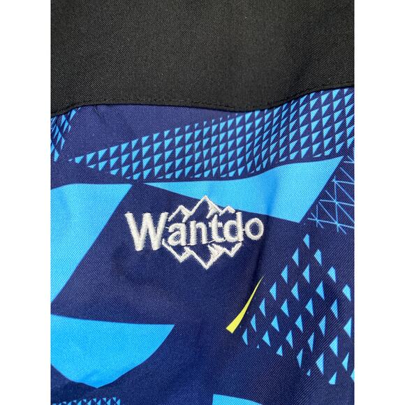 Wantdo Ski Jacket Mens Medium Hooded 3 in 1 Retro AOP Blue Pattern Puffer Lined - Picture 9 of 10